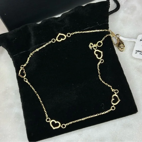 10K Gold Heart Bracelet/Anklet NWT - Picture 4 of 8